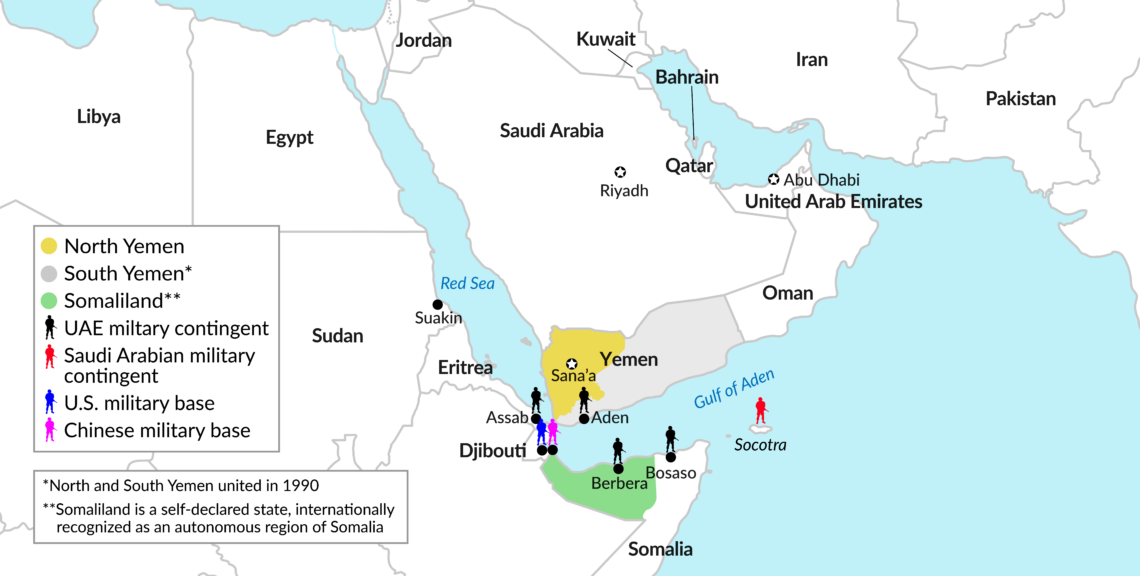 Saudi Arabia–UAE geopolitical tensions relating to Yemen.