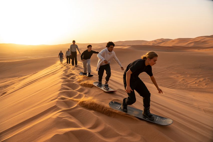 Sandboarding in Bidiyah Oman: Thrilling Desert Adventure in the Golden Dunes
